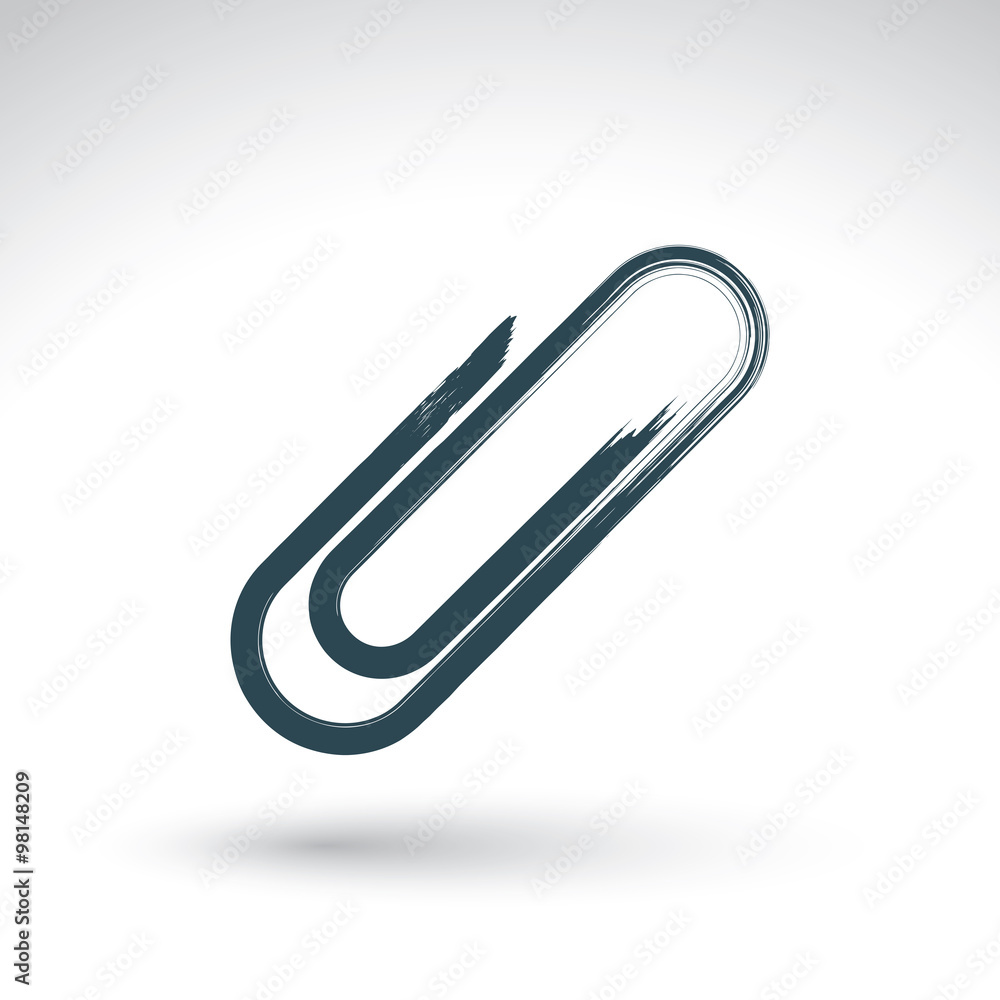 Hand drawn simple vector attachment icon, brush drawing realisti Hand drawn simple vector attachment icon, brush drawing realisti