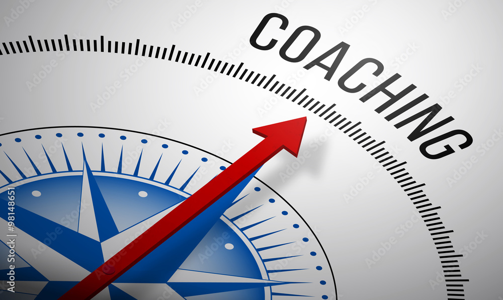 3D rendering of a compass with a Coaching icon.
