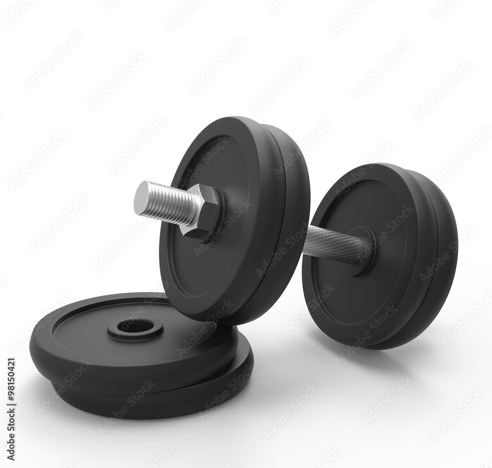 dumbbell isolated on white background with clipping path 3d rend dumbbell isolated on white background with clipping path 3d rend