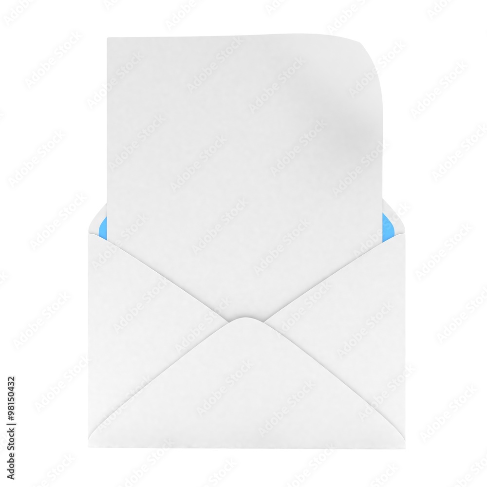 open mail with white blank open mail with white blank