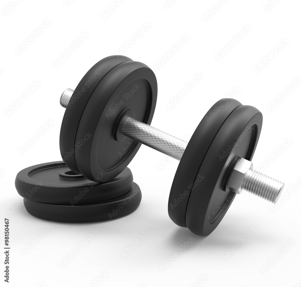 dumbbell isolated on white background with clipping path 3d rend dumbbell isolated on white background with clipping path 3d rend