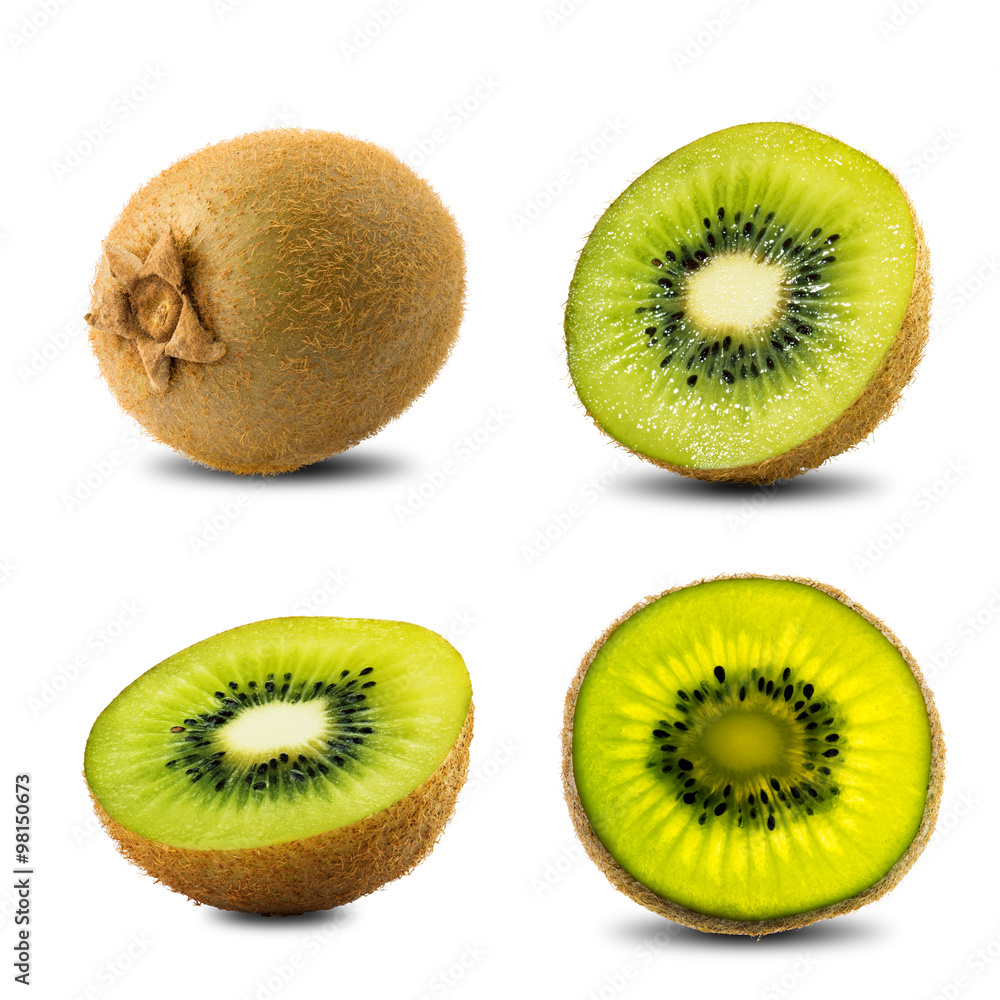 Fototapeta premium Fresh Kiwi Set On White Background
