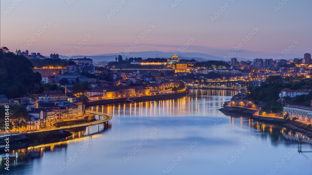 Before Sunrise at the most emblematic area of Douro river timelapse. World famous Porto wine production area Before Sunrise at the most emblematic area of Douro river timelapse. World famous Porto wine production area