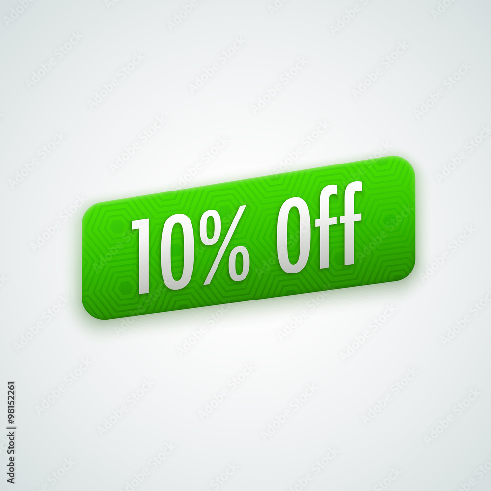 Vector green sticker, badge with 10% off label Vector green sticker, badge with 10% off label