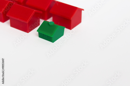 miniature houses ,toy houses on white background