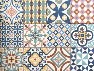 colorful, decorative tile pattern patchwork design