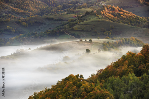 Fototapeta Naklejka Na Ścianę i Meble -  Misty hills of Transylvania