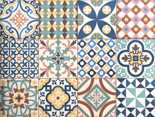 colorful, decorative tile pattern patchwork design photo