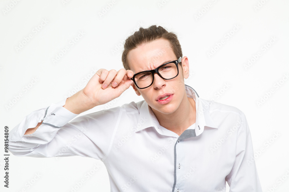 Businessman in glasses looking at camera Businessman in glasses looking at camera