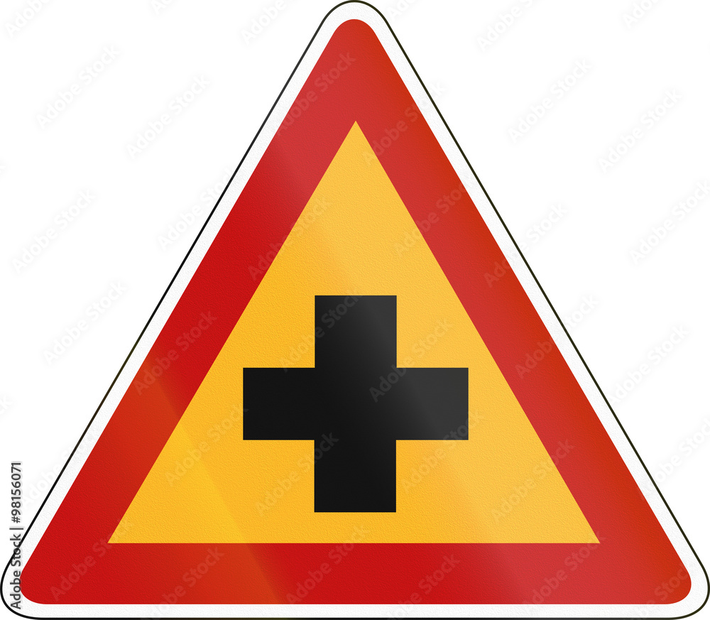 Obraz premium Korean Traffic Safety Sign - Attention - Cross Road