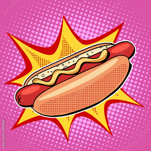 Hot dog fast food vector pop art style