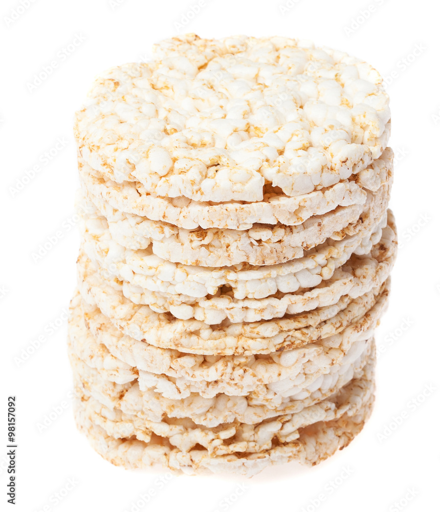 pile of puffed rice snack on a white background pile of puffed rice snack on a white background