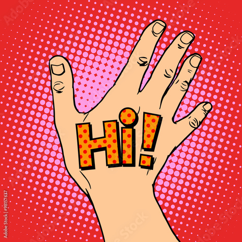 Human hand greeting hi