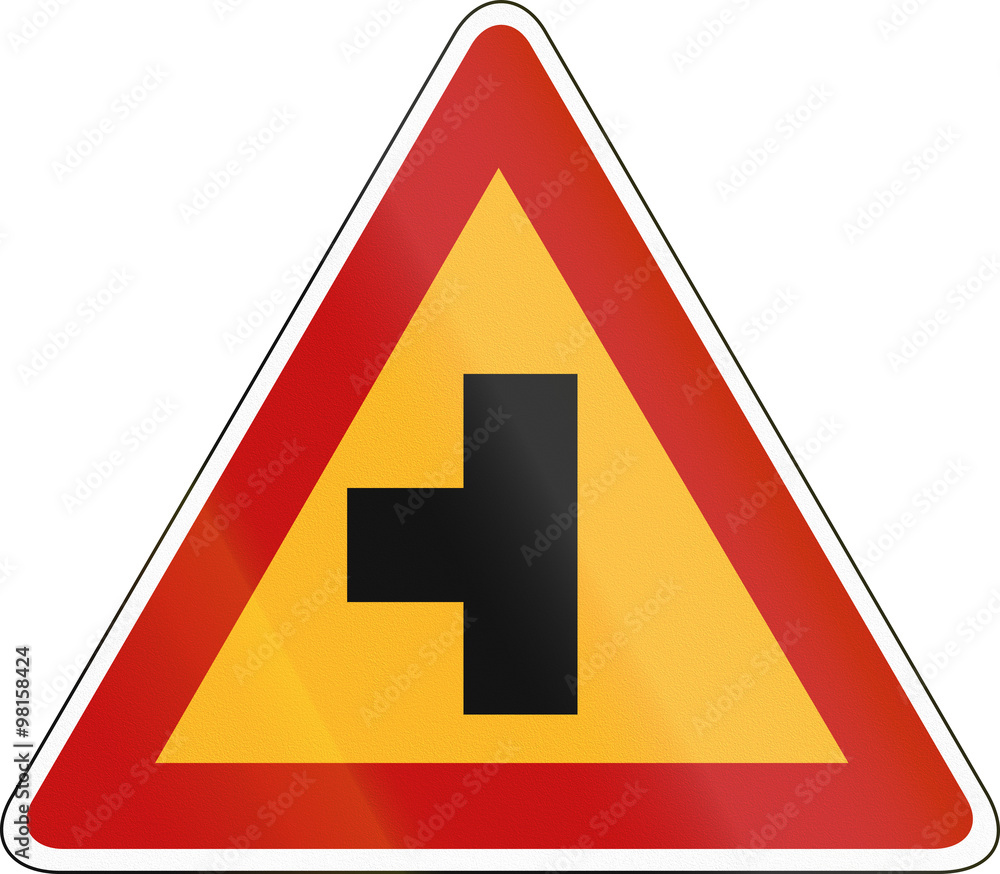 Korea Traffic Safety Sign - Attention Right Cross Road Korea Traffic Safety Sign - Attention Right Cross Road
