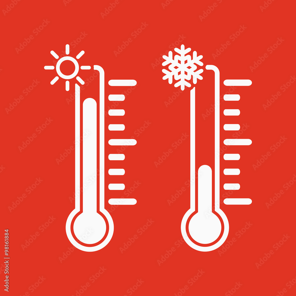 The thermometer icon. High and Low temperature The thermometer icon. High and Low temperature