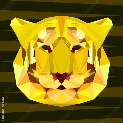 Fototapeta Naklejka Na Ścianę i Meble -  abstract geometric polygonal tiger portrait painted in imaginary colors 