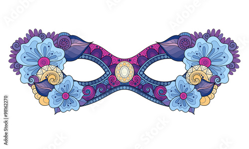 Vector Ornate Colored Mardi Gras Carnival Mask with Decorative F
