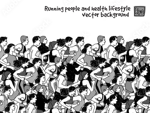 Sport group people run and sky black