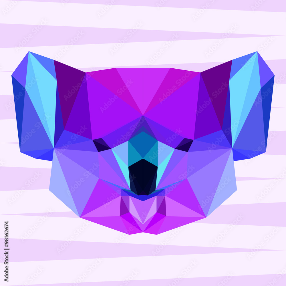 Bright abstract geometric polygonal koala Bright abstract geometric polygonal koala