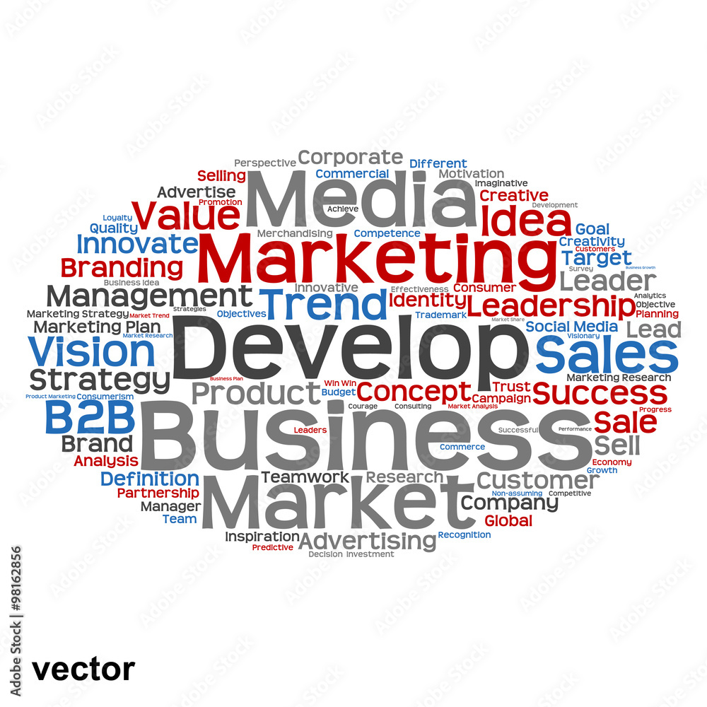 Vector conceptual business marketing word cloud Vector conceptual business marketing word cloud