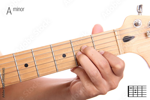 Obraz na plátně A minor guitar chord tutorial