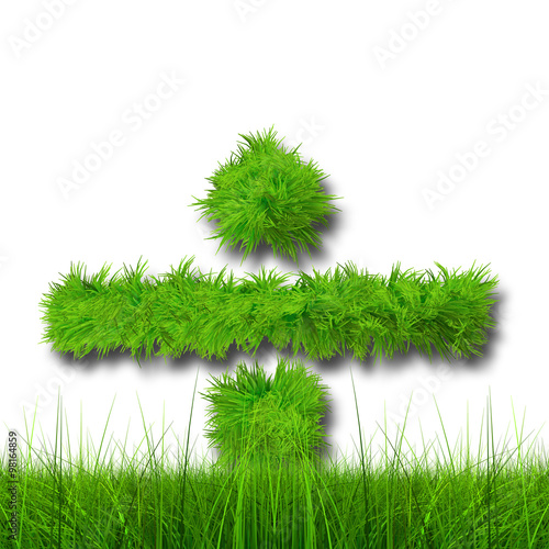 Conceptual green grass 3D font isoalted