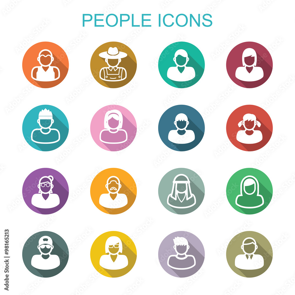 people long shadow icons
