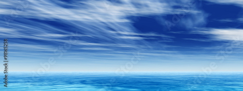 Conceptual sea or ocean water waves and sky cloudscape © high_resolution