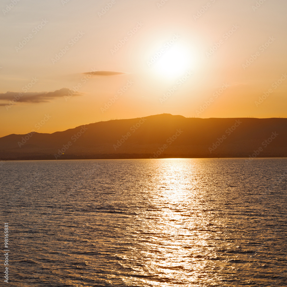 in santorini hill    greece sunset and the sky mediterranean red