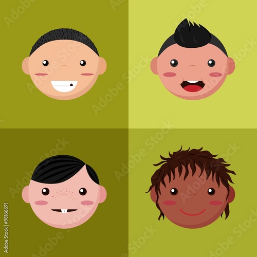 4 Boys on Green Background