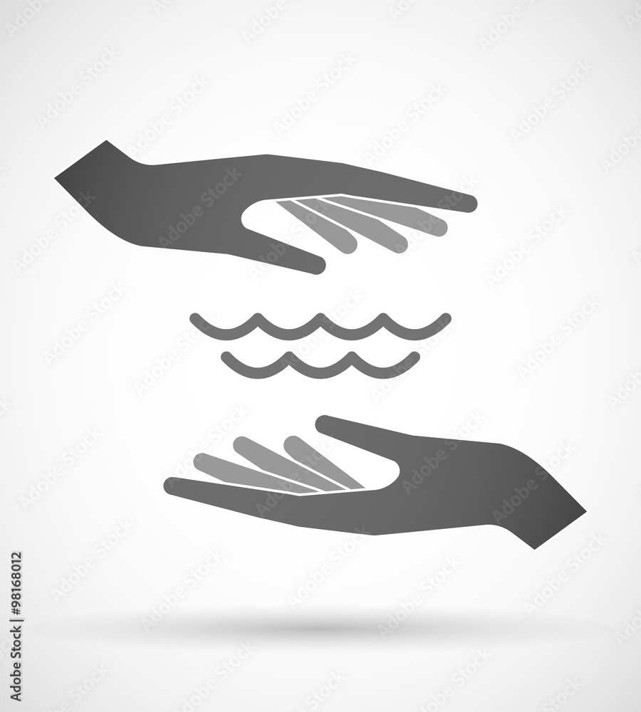 Fototapeta premium Two hands protecting or giving a water sign