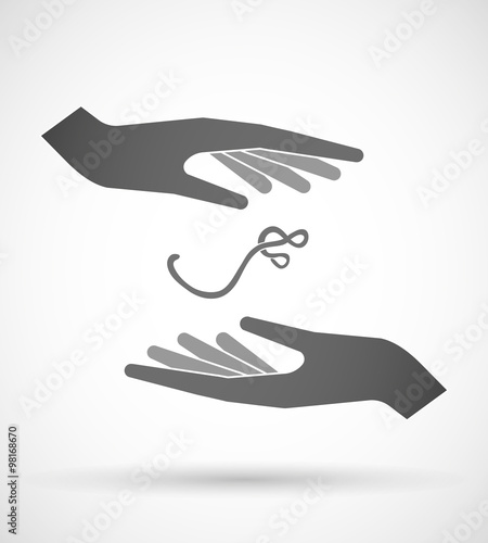 Two hands protecting or giving  an ebola sign