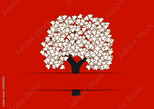 tree on red backround