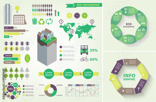 Vector set of eco infographic. 