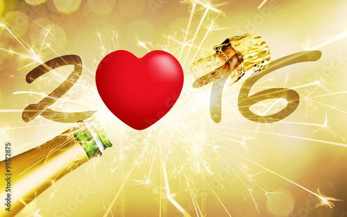 Feuerwerk mit Sekt und Herz 2016
