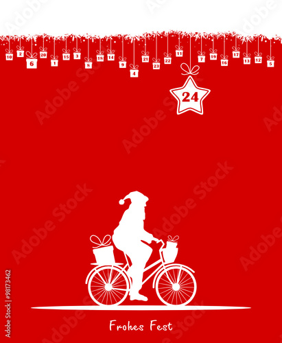 Weihnachtsmann fährt Fahrrad