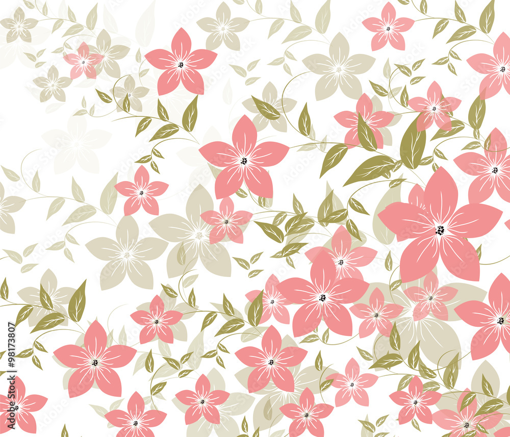 Spring Summer background with flowers ornament. Vector Spring Summer background with flowers ornament. Vector