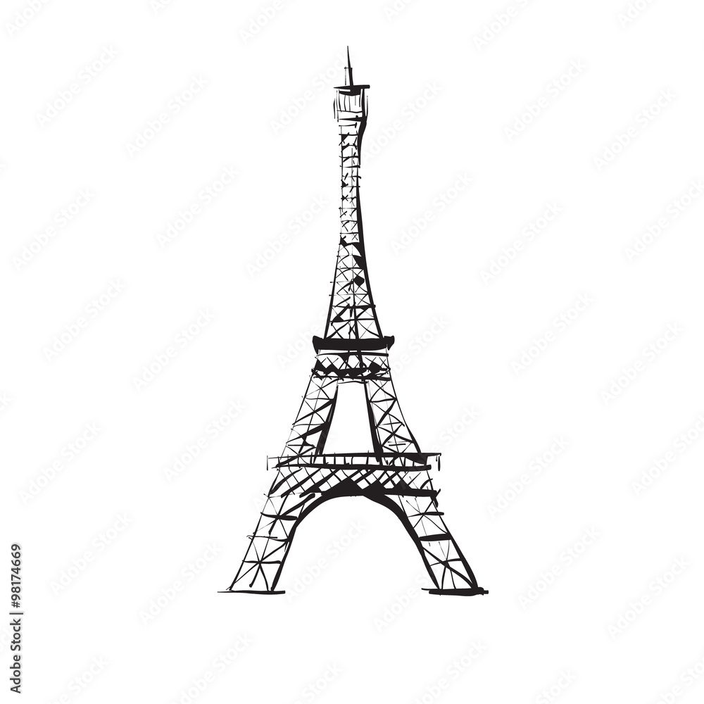Eiffel Tower Paris sketch vector outline