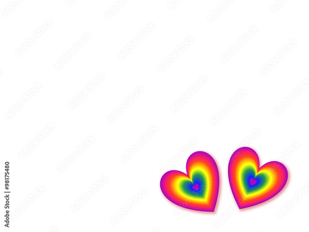 Fototapeta premium Two Rainbow Hearts.