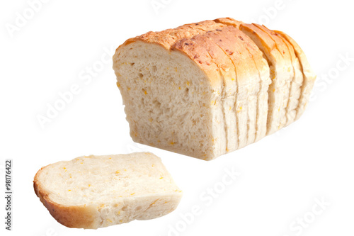 Sliced bread isolated on white background