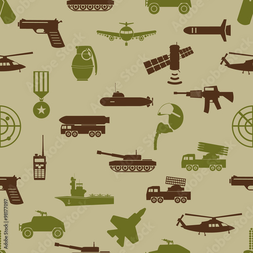 military colors icons theme seamless pattern eps10