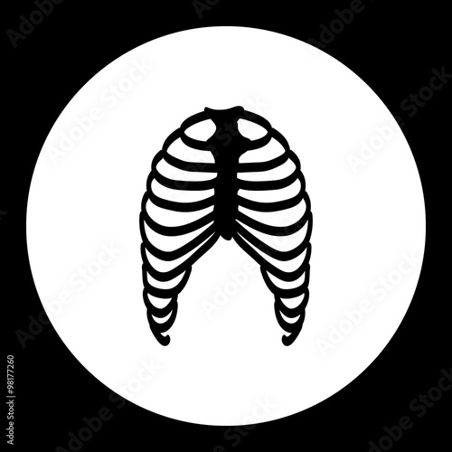 human ribs bones black simple icon eps10