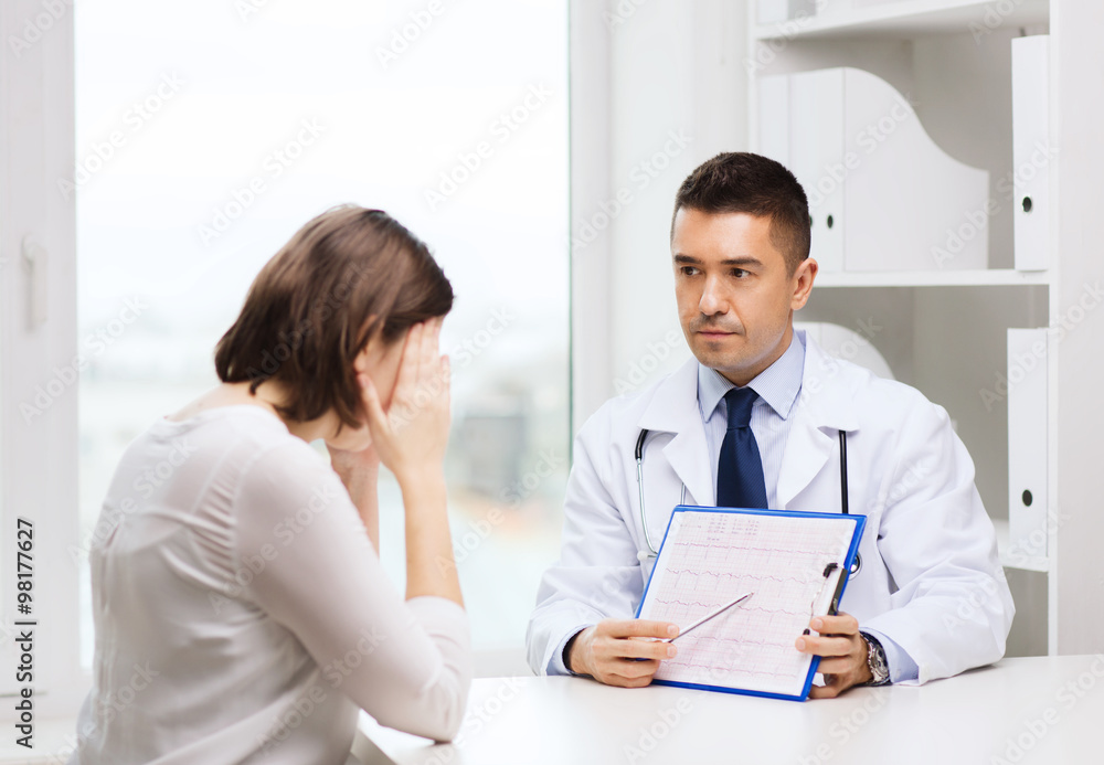 Fototapeta premium doctor and young woman meeting at hospital