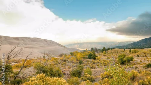 Thick Clouds over the Sangre de Cristo Mountains Great Sand Dunes Colorado Timelapse 4k