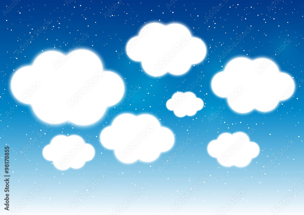 Shiny clouds on blue background