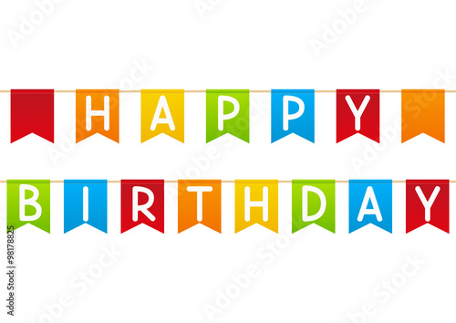 Birthday party flags isolated on white 