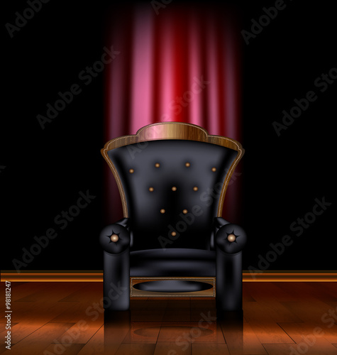 black armchair and red drape