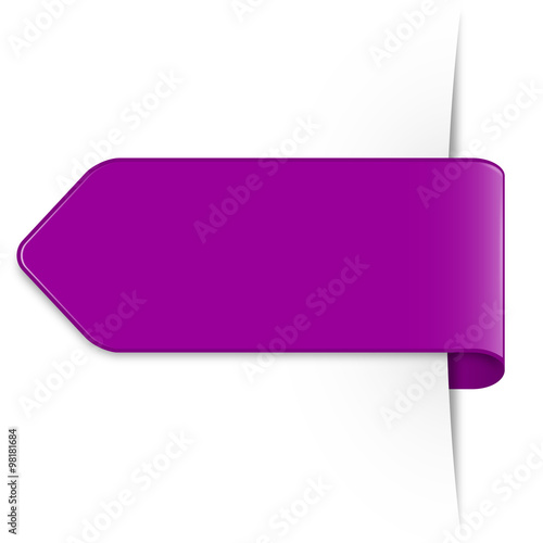 Long dark magenta arrow sticker with shadow & space for text