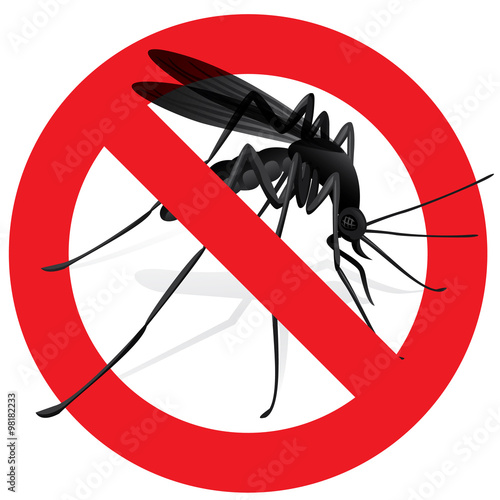 Signaling, mosquitoes with mosquito warning, prohibited sign