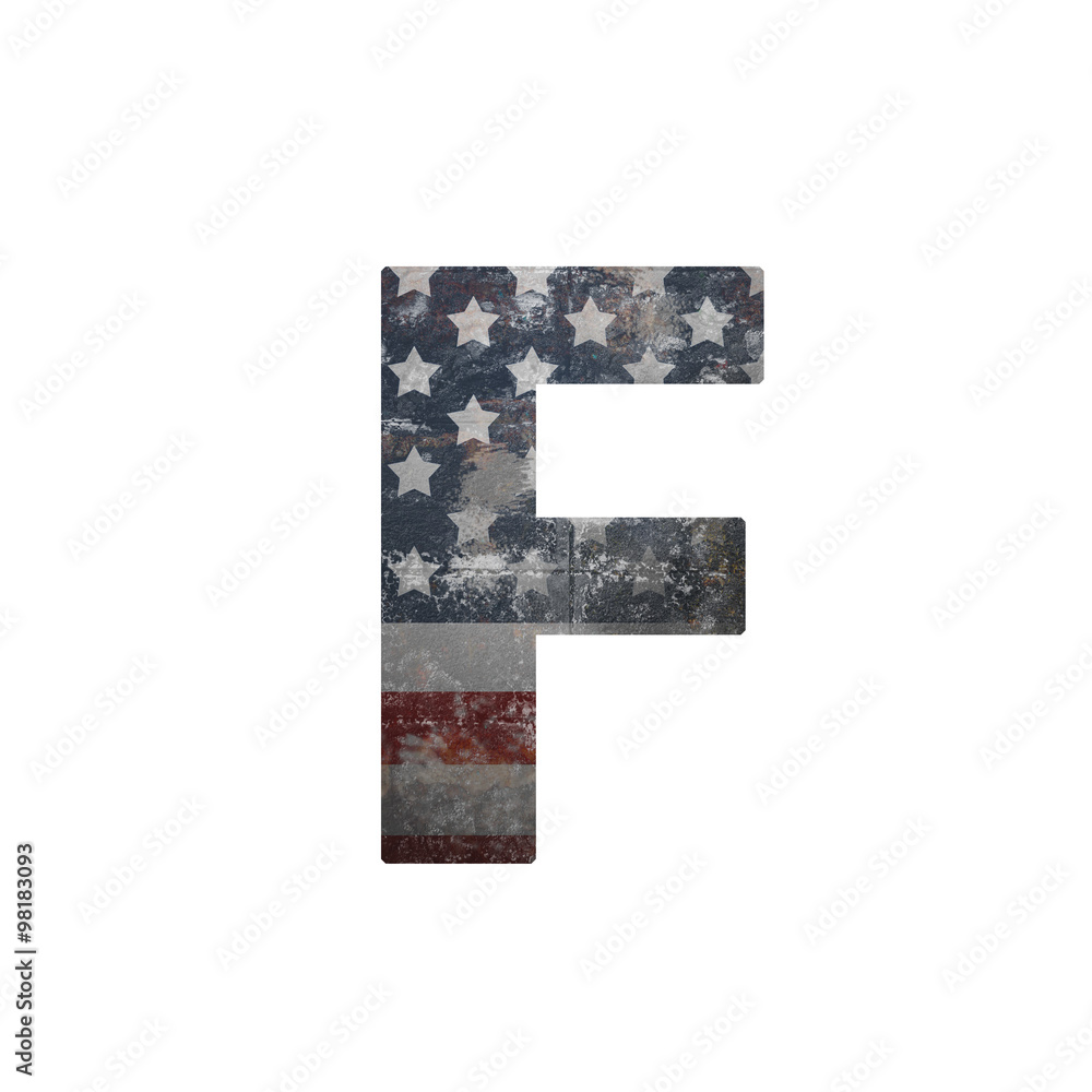 Fototapeta premium American vintage flag in letter f